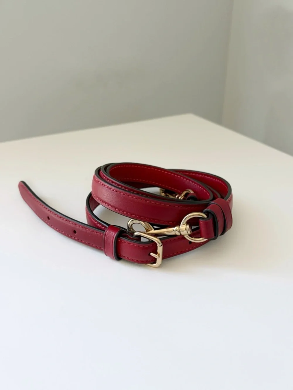Coach Red Leather Crossbody Strap with Gold Hardware